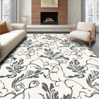 Monochromatic Gray Floral Vine Rug