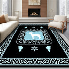 Winter White Deer Light Blue Frame Rug