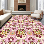 Vintage Pink Floral Almond Rug