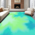 Vibrant Aqua Lime Splash Brushstrokes Rug