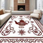 Ornate Teapot Crimson Floral Border Rug