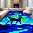 Midnight Horse Under Aurora Borealis Rug