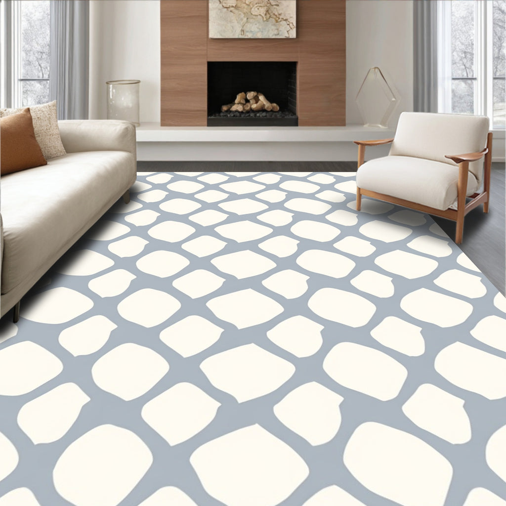 Soft Blue Organic Net Rug