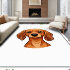 Brown Dachshund Portrait with Holly Border Rug