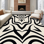 Black and Cream Abstract Organic Swirls Rug