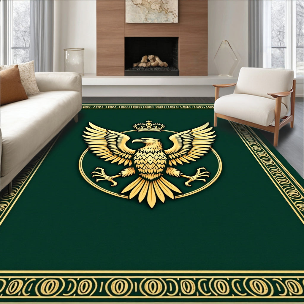 Golden Eagle Crest Emblem Rug