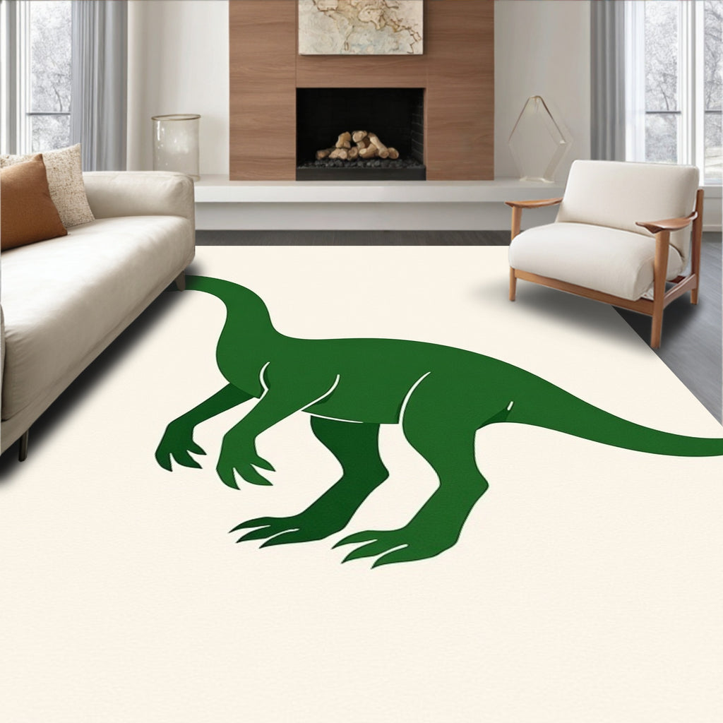 Simple Green Dinosaur Silhouette Rug