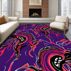 Bold Black Red Swirl Abstract Rug
