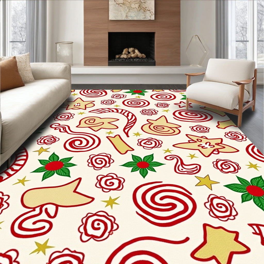 Festive Red White Gold Treat Medley Rug
