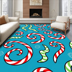 Red Green Candy Cane Swirls Rug