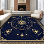 Dark Blue Celestial Starburst Medallion Rug