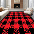 Red Black Buffalo Check Abstract Rug