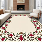 Crimson Floral Vine Border Design Rug