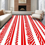 Red White Vertical Flowing Stripe Rug
