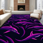 Vibrant Pink Dolphin Ocean Swirl Rug