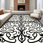 Black Ivory Ornamental Scrollwork Rug
