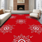 Crimson Snowflake Medallion Art Rug