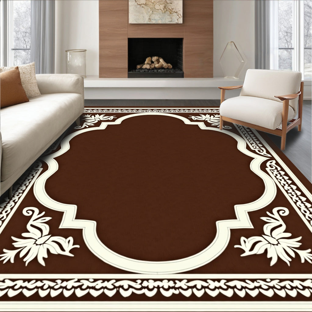 Cream White Floral Arch Medallion Rug