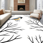 Black Branches With Chickadee Bird Rug