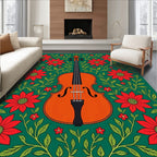 Vintage Violin Floral Green Rug