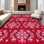 Crimson Snowflake Mid-Century Medallion Rug