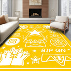 Yellow Star Collage Icon Arrangement Rug