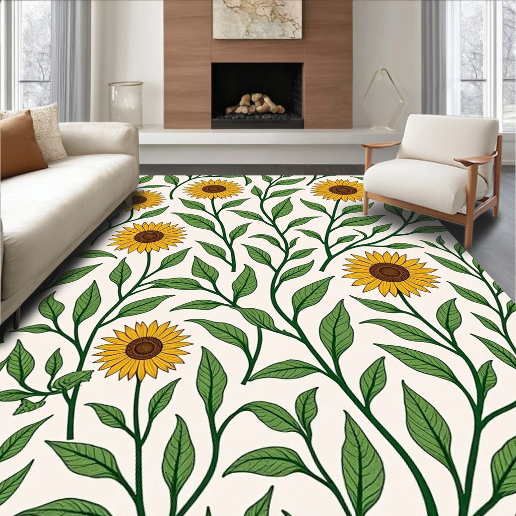 Golden Sunflower Vine Garland Rug