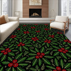 Festive Red Berry Holly Garland Rug
