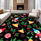 Festive Snowmen Holly Berry Bells Rug