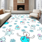 Cheerful Snowman Snowflakes Winter Collection Rug