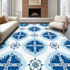 Navy Blue Vintage Geometric Medallion Rug