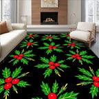 Festive red berry holly sprigs Rug