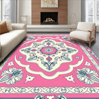 Vintage Pink Floral Medallion Rug