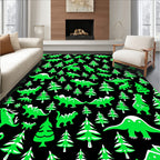 Green Dinosaur Tree Forest Rug