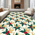 Holiday Holly Berry Wreath Arrangement Rug