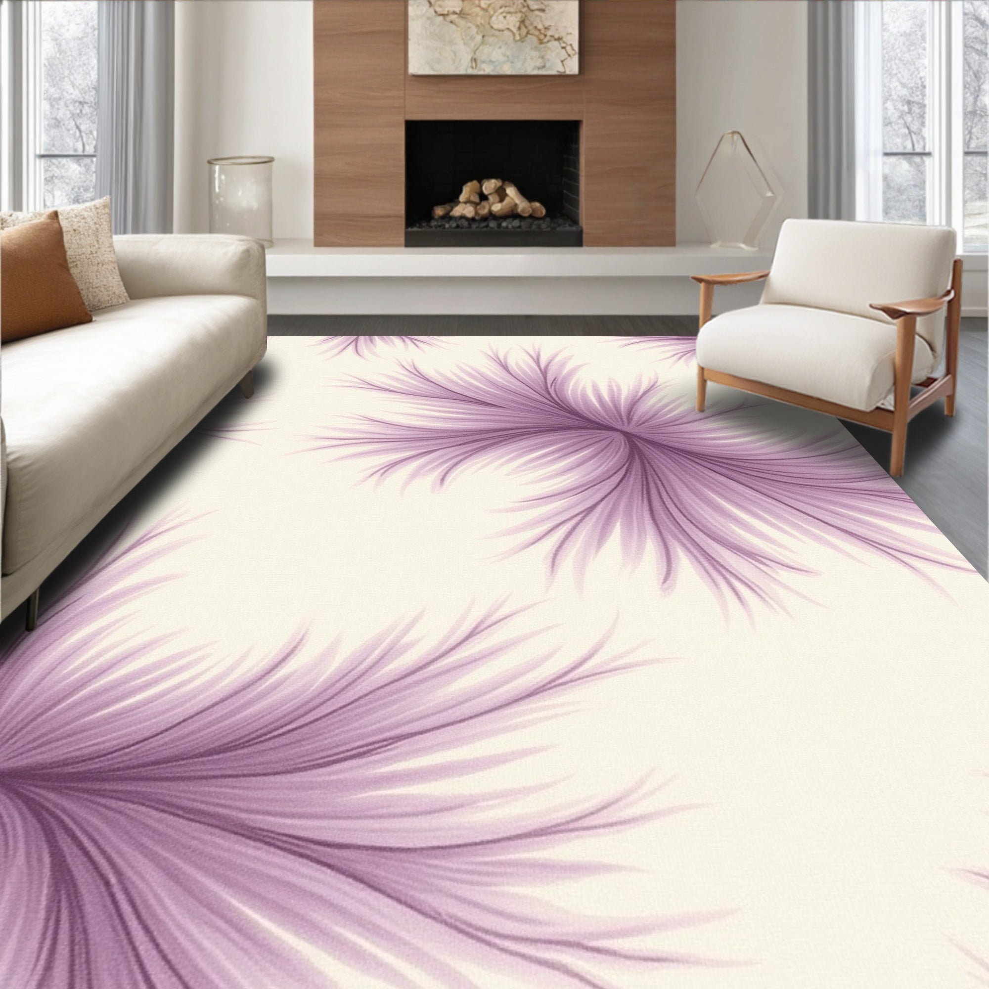 Lavender Feathered Starburst Rug