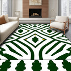 Emerald Green Diamond Leaf Tile Rug