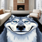 Blue Eyed Wolf Portrait Rug