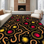 Crimson Yellow Bauble Swirl Holiday Rug