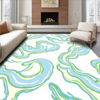 Soft Blue Green Swirling Brushstroke Rug