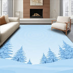 Light Blue Winter Forest Snowscape Rug