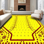Bright Yellow Baseball Stitch Graphics Rug