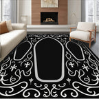Gothic Black Silver Coffin Trio Rug