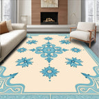 Pale Blue Floral Symmetry Rug