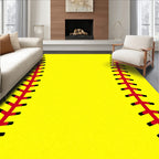 Bright Yellow Softball Stitch Runner Rug