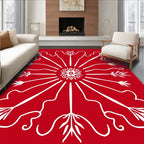 Crimson White Radial Burst Medallion Rug
