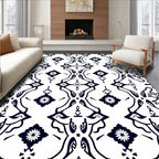 Bold Navy Floral Damask Overlay Rug
