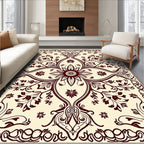 Crimson Floral Art Nouveau Cream Rug