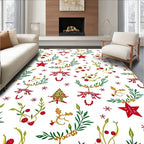 Whimsical Red Green Star Christmas Tree Rug