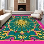 Emerald Teal Floral Starburst Rug